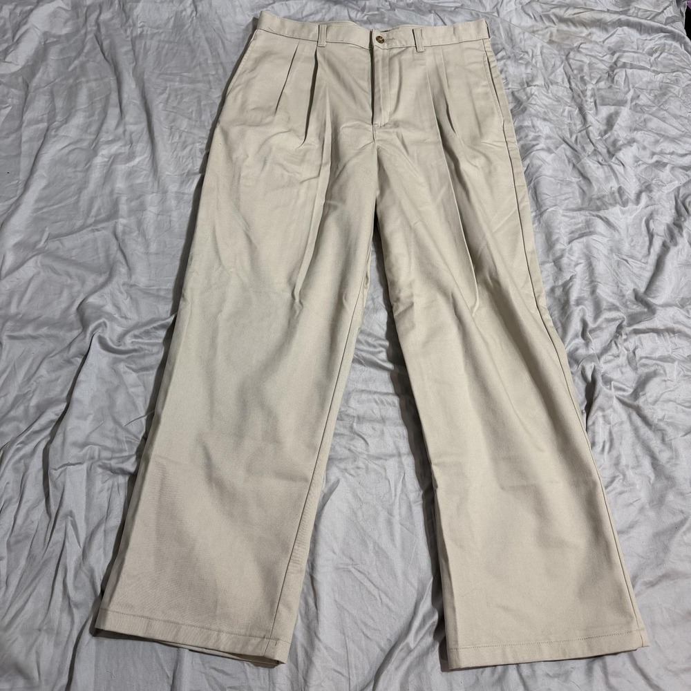 George Khaki Pants size 18 Husky Beige Pleated Adjustable Waist Uniform